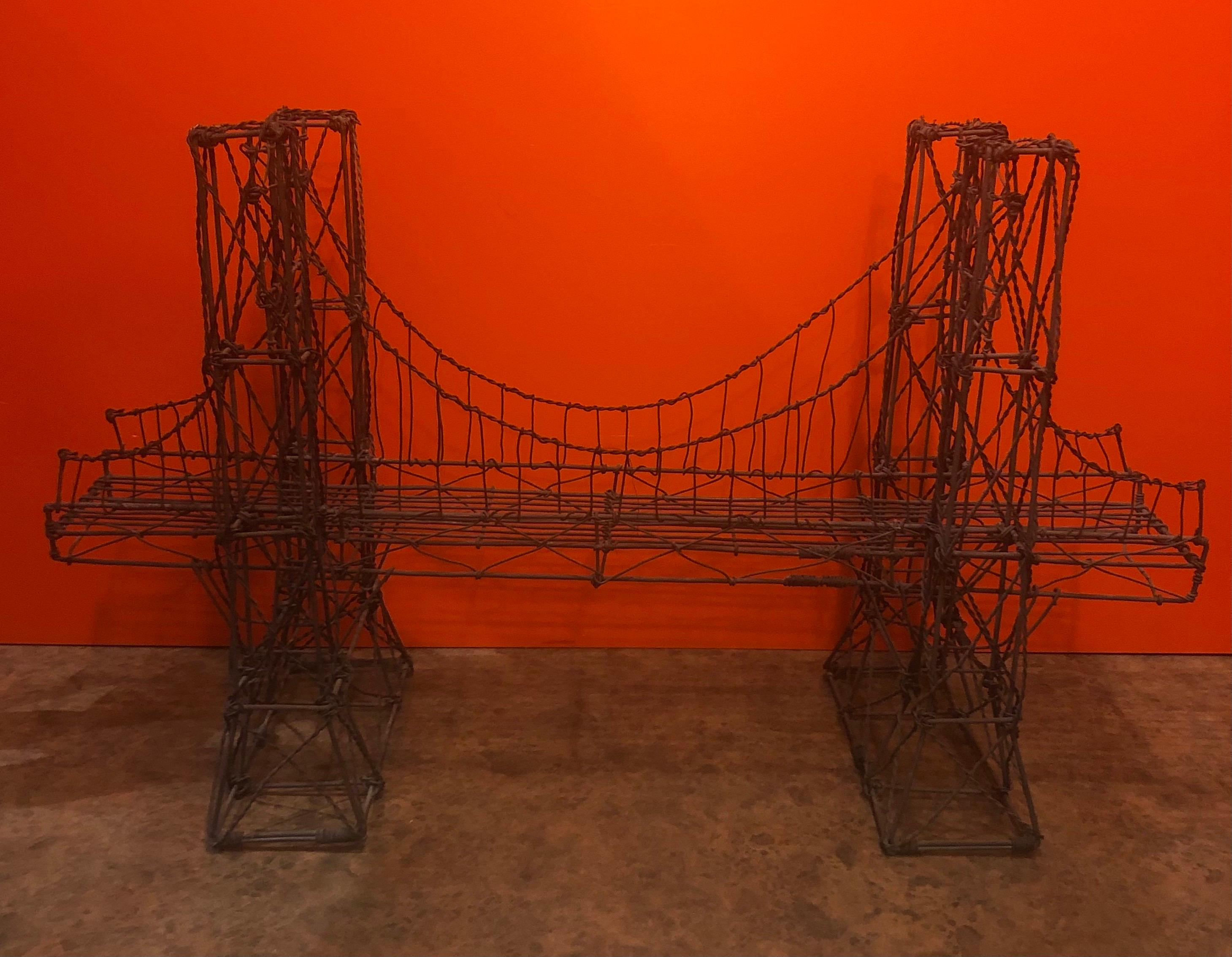 Brooklyn Bridge Brutalist Metal Wire Sculpture 1