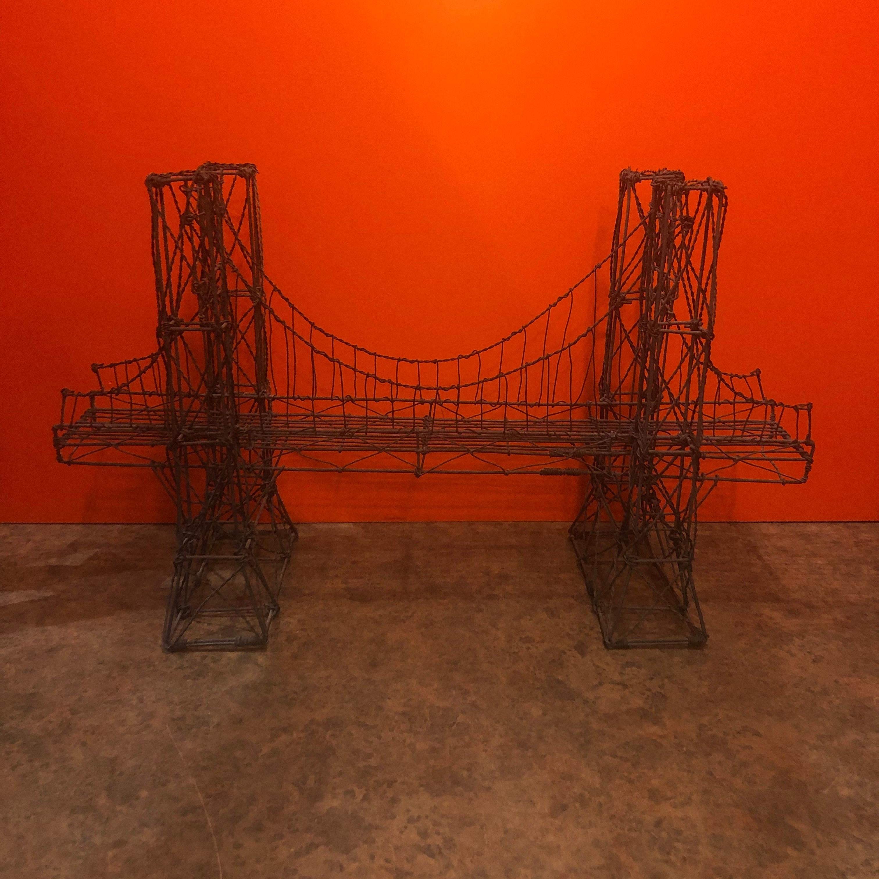 Brooklyn Bridge Brutalist Metal Wire Sculpture 2