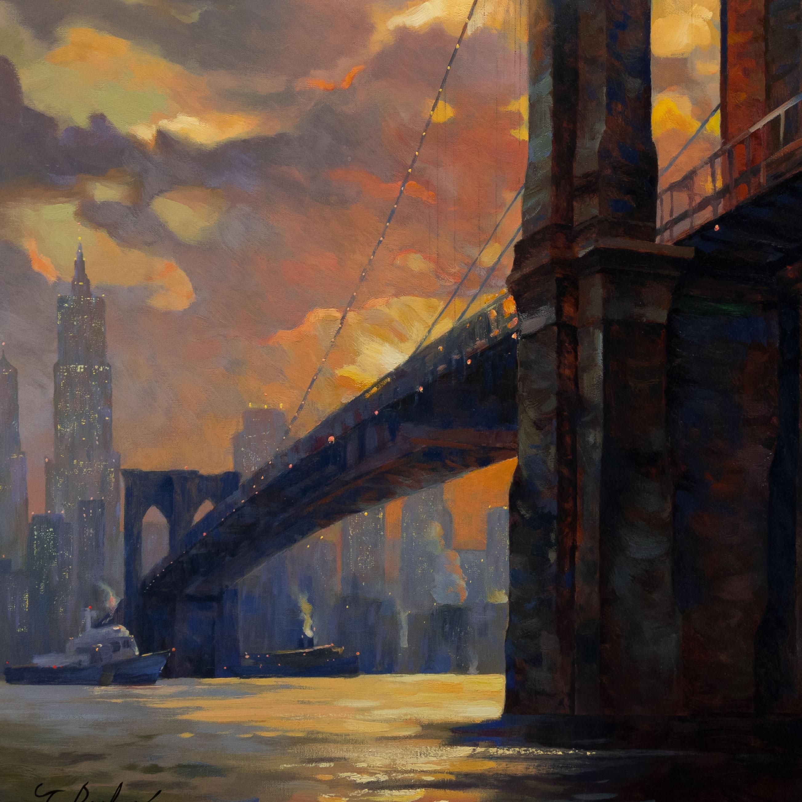 „Brooklyn Bridge“ Original-Ölgemälde von Greg Parker (amerikanisch) im Angebot