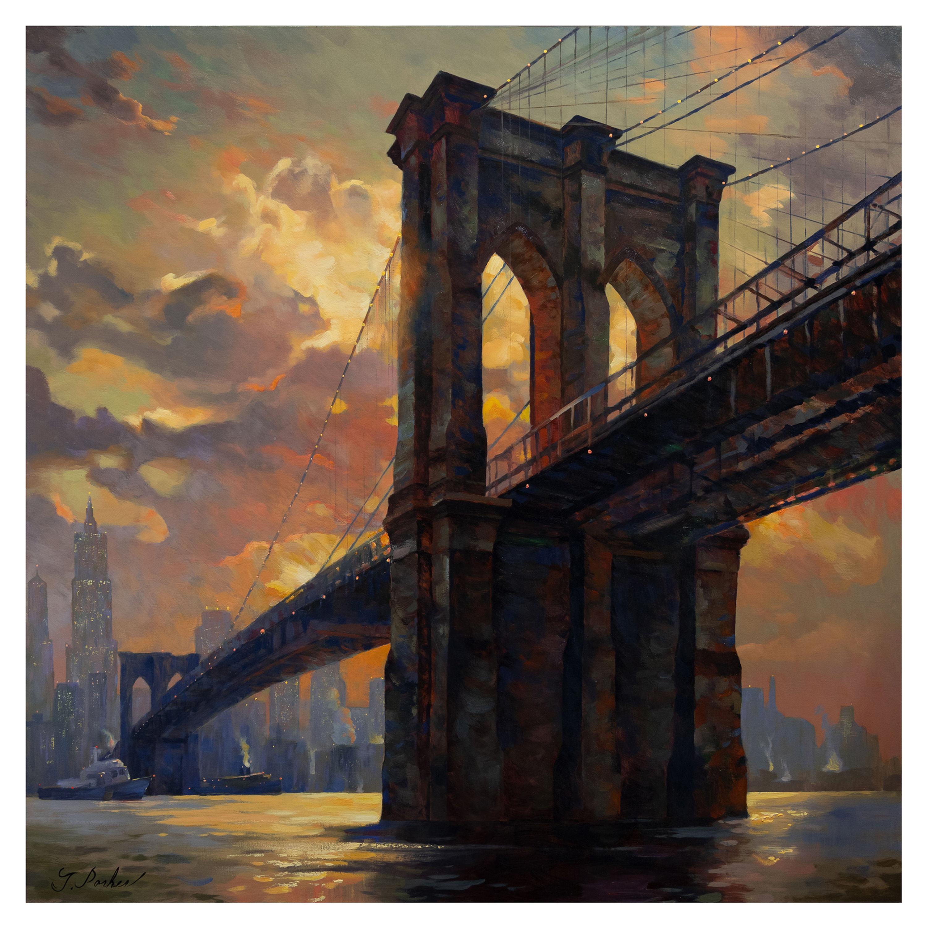 "Brooklyn Bridge" Peinture à l'huile originale de Greg Parker