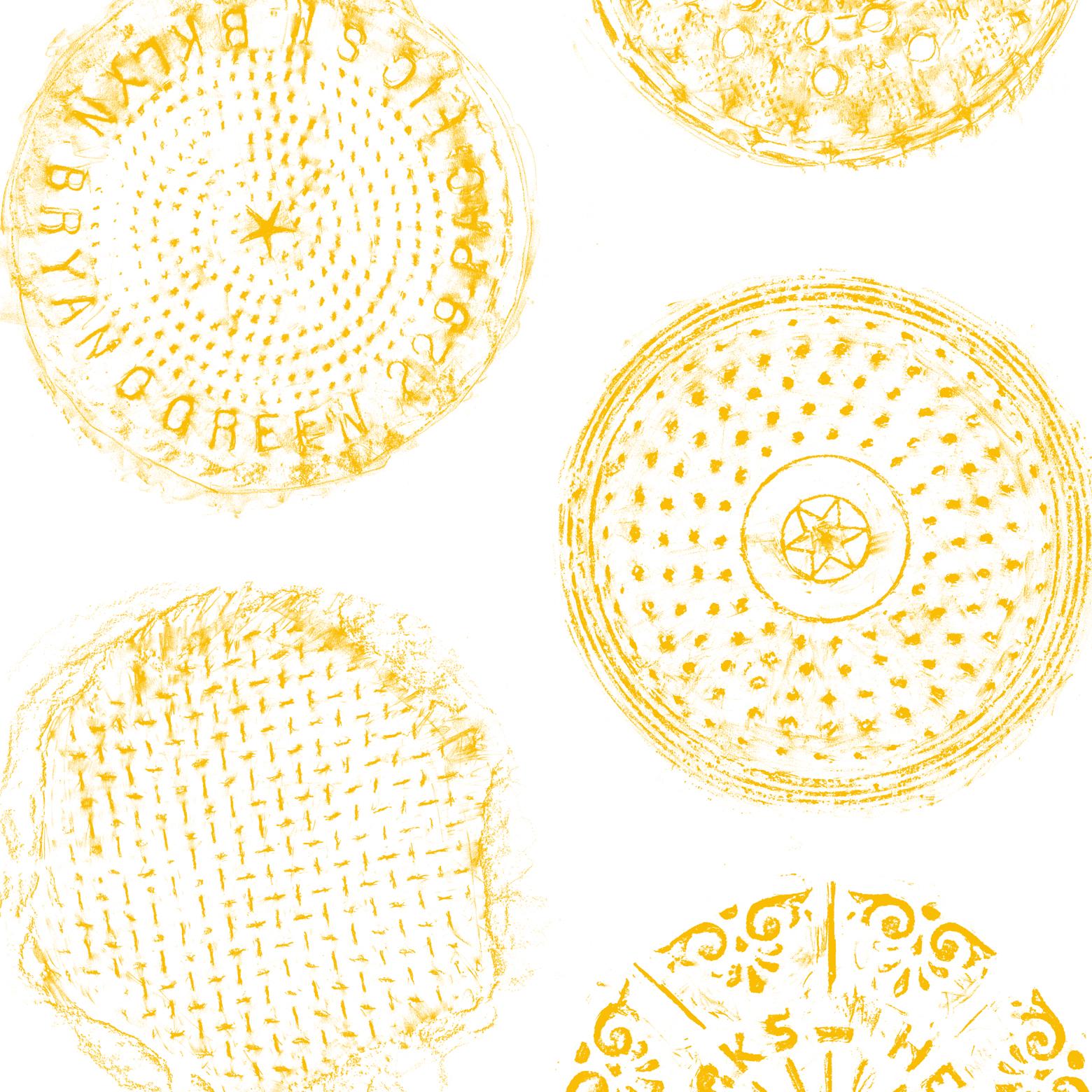 American Brooklyn Manhole Printed Wallpaper Blue Manhole Cover For Sale