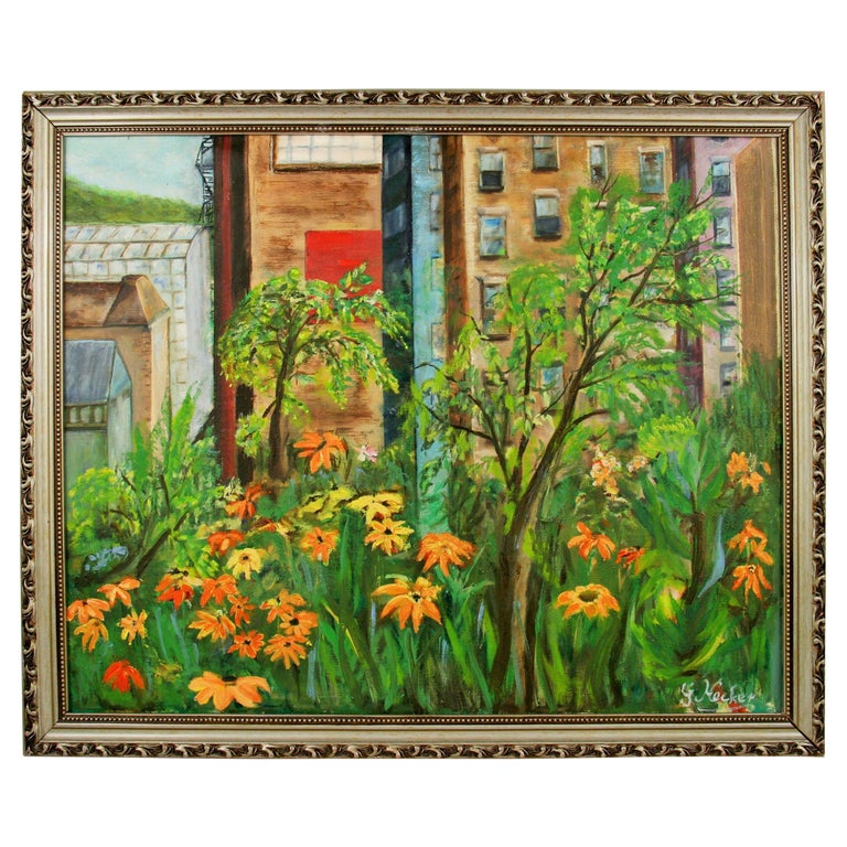 Brooklyn Garden  City Scape Landscape  Painting