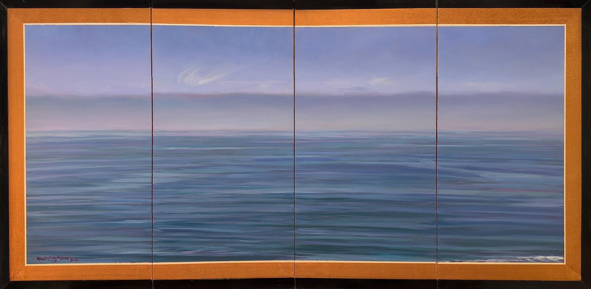 Brooks Anderson Landscape Painting - Galatea: Calm Seas- (folding screen)