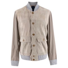 Brooks Brothers Beige Suede Bomber Jacket - SIZE M