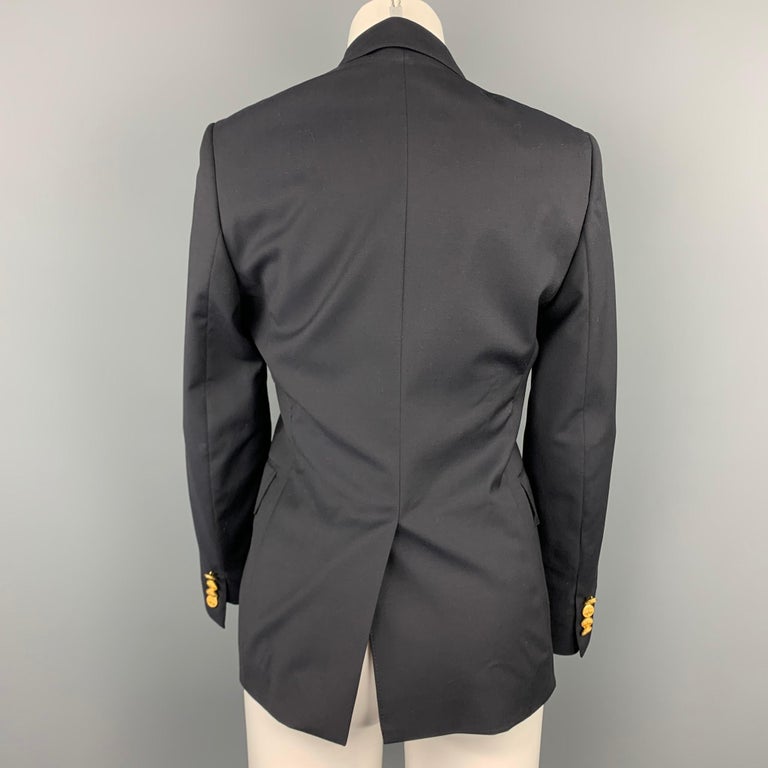 Black BROOKS BROTHERS by LORO PIANA Size 2 Navy Wool Double Breasted Jacket For Sale