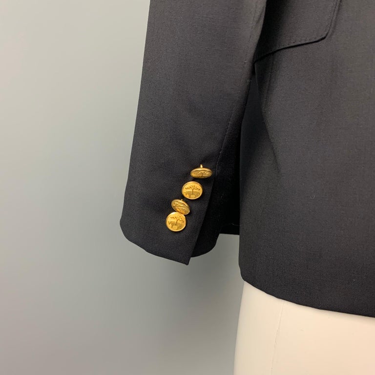 BROOKS BROTHERS by LORO PIANA Size 2 Navy Wool Double Breasted Jacket In Good Condition For Sale In San Francisco, CA