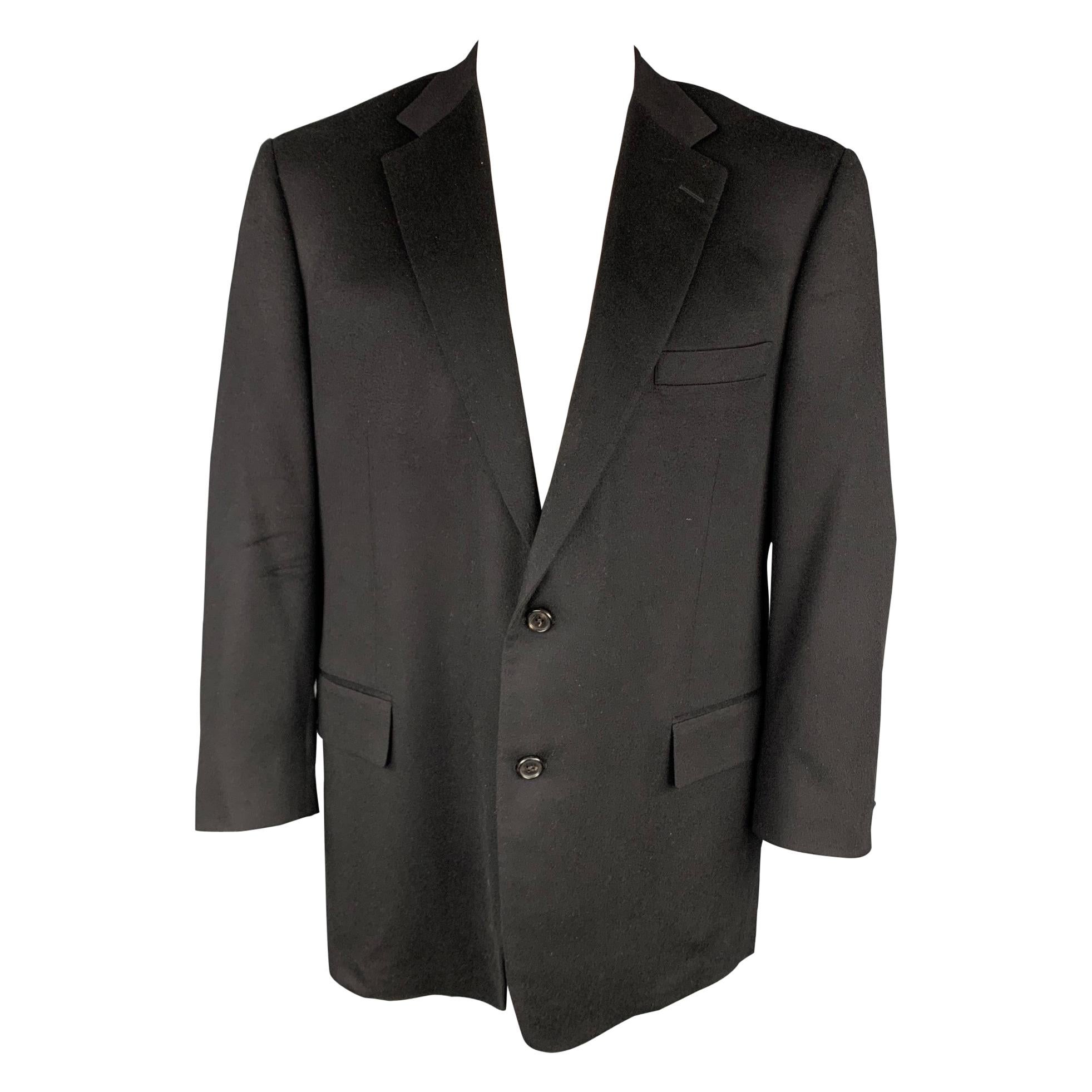BROOKS BROTHERS by LORO PIANA Size 46 Black Cashmere Notch Lapel Sport Coat