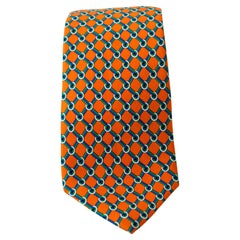 Brooks Brothers Men's s Silk Tie Orange Gold Blue Made in USA