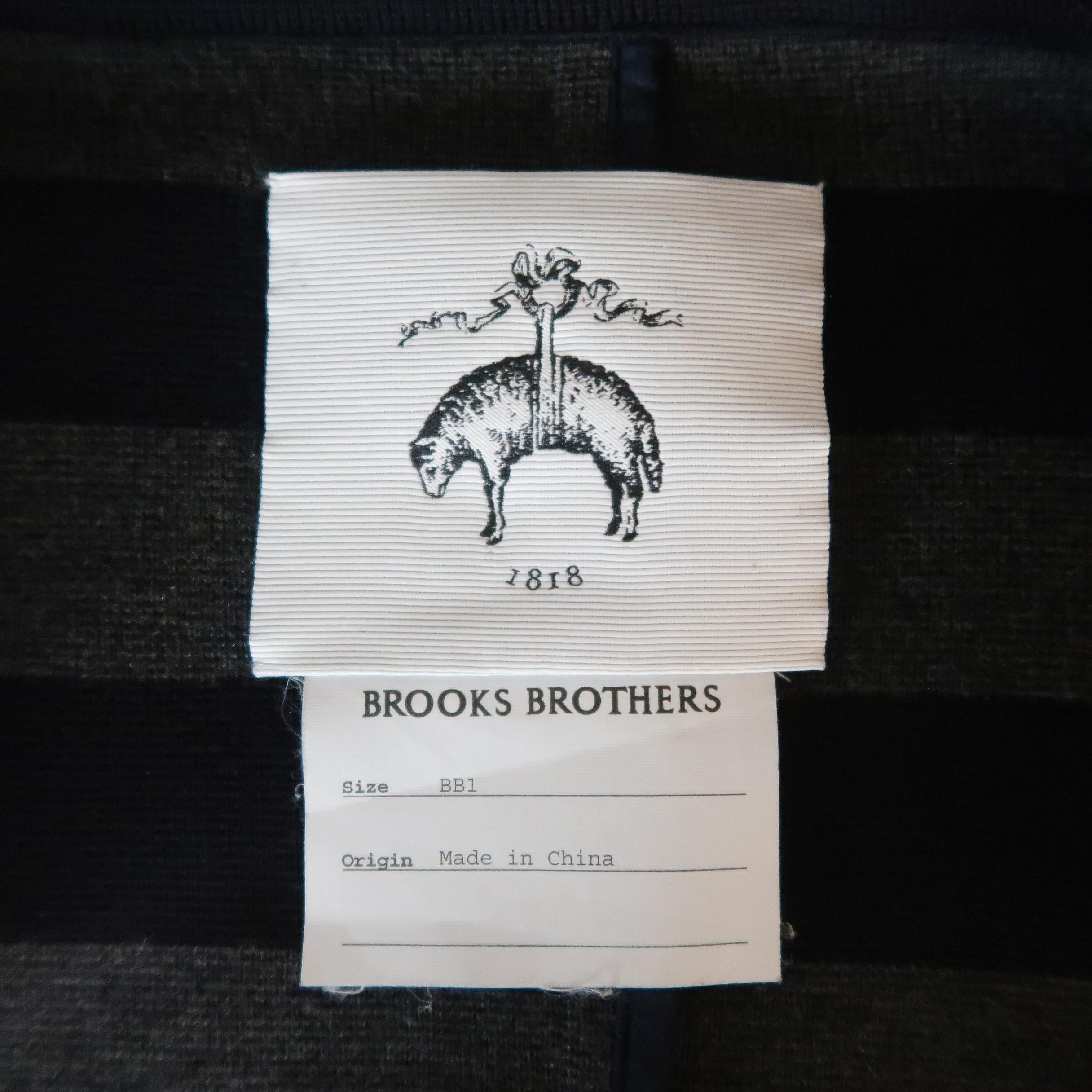 BROOKS BROTHERS S Navy & Cream Wool Knit Notch Lapel Jacket 3
