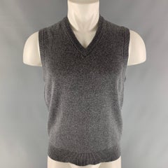 BROOKS BROTHERS Talla S Chaleco de punto de cachemira gris con cuello en V