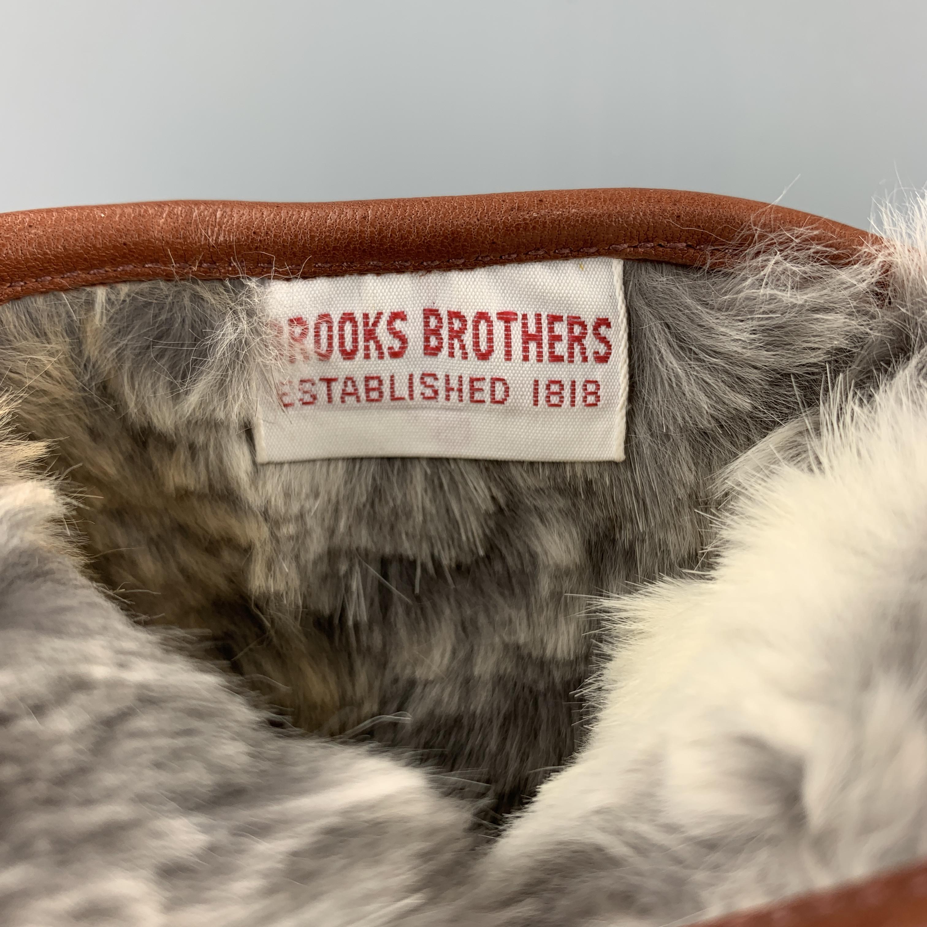 BROOKS BROTHERS Size S Light Brown Leather Fur Lined Gloves In Excellent Condition In San Francisco, CA
