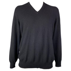 BROOKS BROTHERS Size XL Navy Cashmere V-Neck Sweater