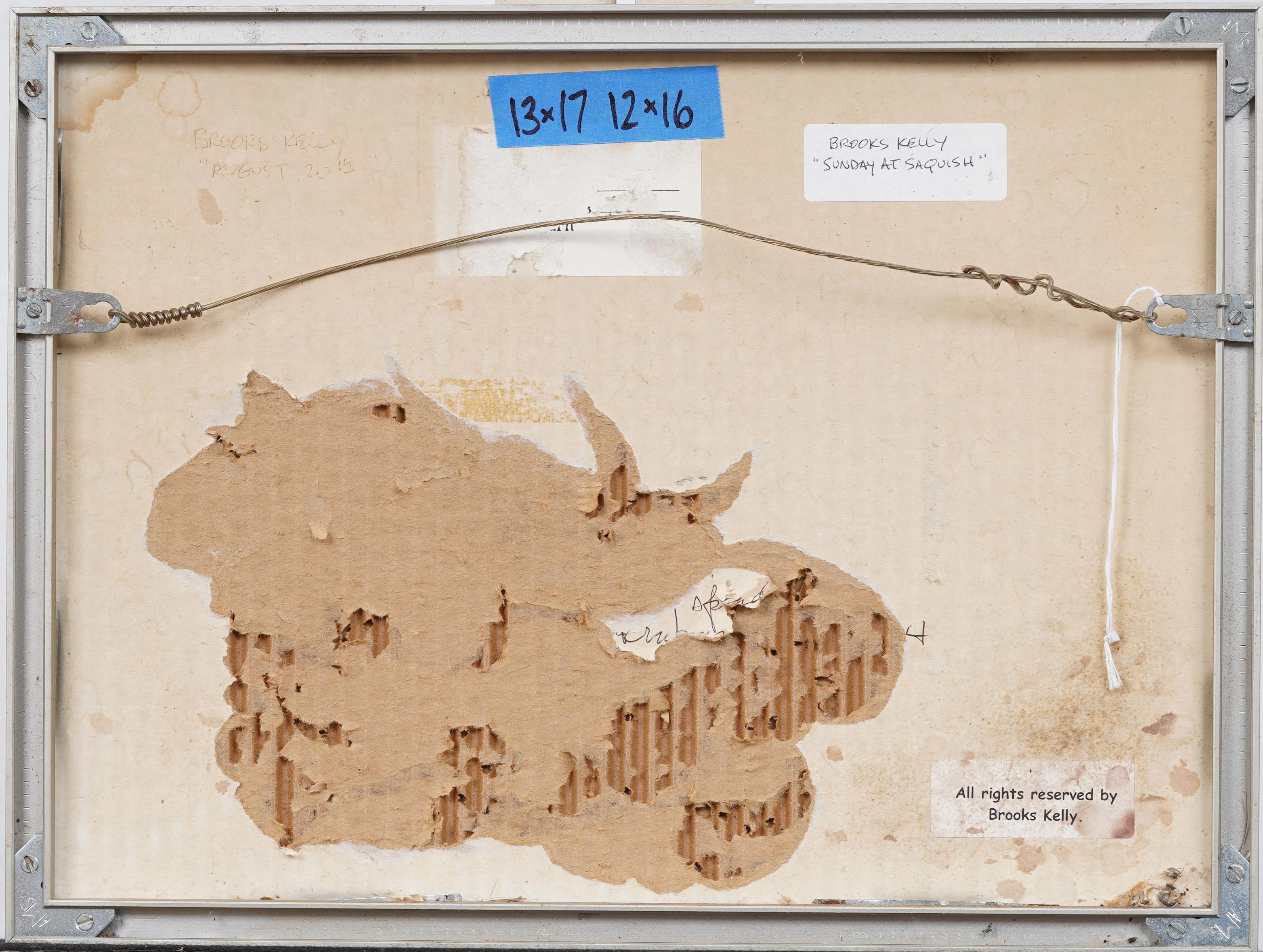 Gerahmtes Fauvistisches Ölgemälde der amerikanischen Moderne, Surreales Strandszene, Vintage im Angebot 2