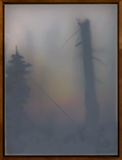 "Leaning Line and Burned Tree" - Abstracted Landscape, Mixed Media Painting
