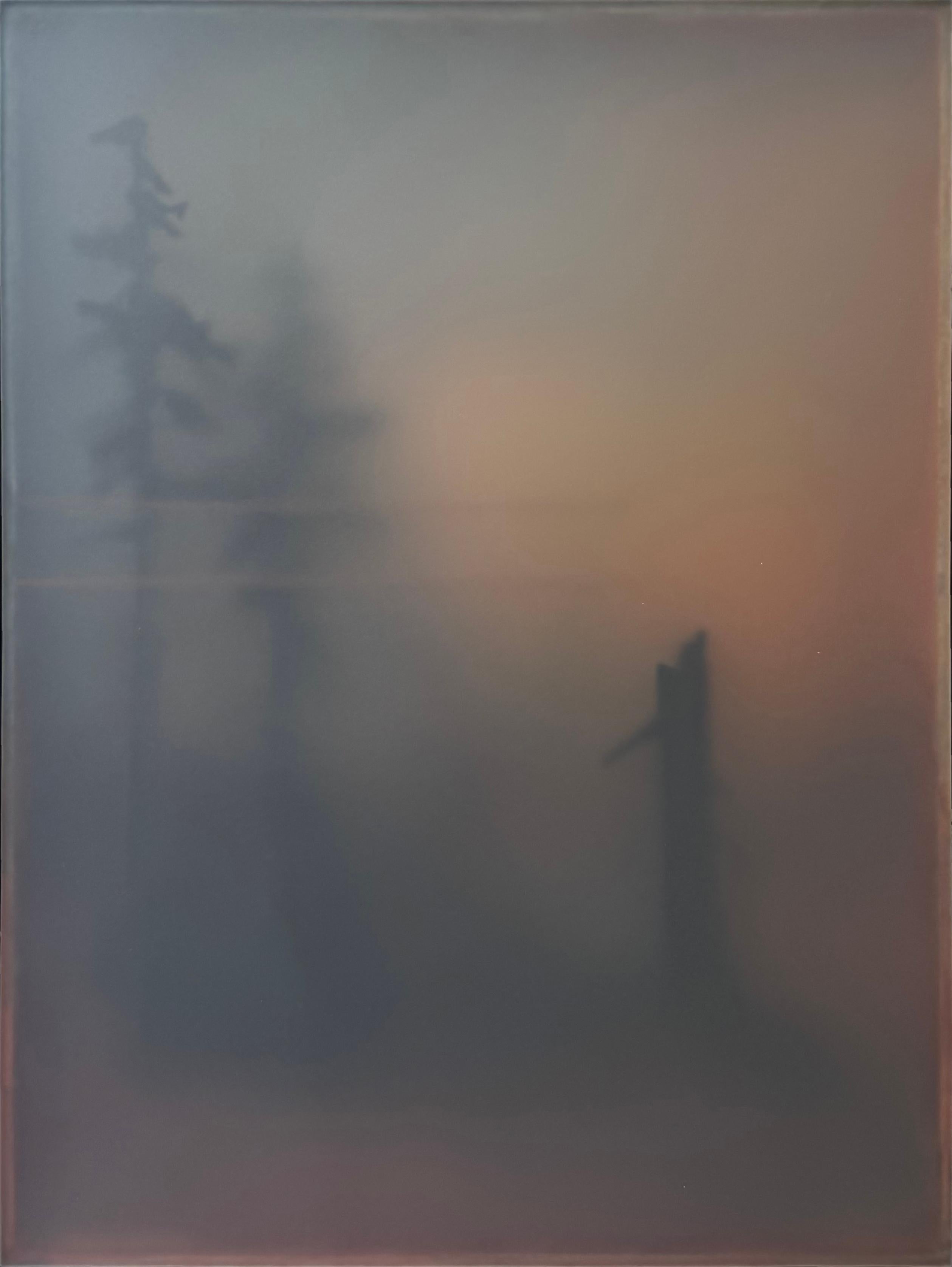 Landscape Painting de Brooks Salzwedel - "Dos Líneas de Atardecer" - Paisaje Abstracto y Paisaje Celeste, Pintura en Técnica Mixta