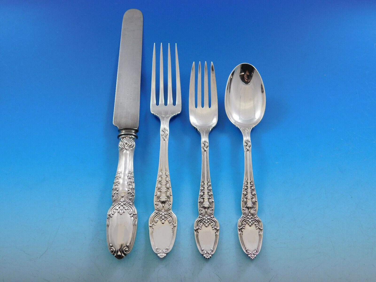 20th Century Broom Corn by Tiffany & Co Sterling Silver Flatware Set for 12 Service 49 Pcs For Sale