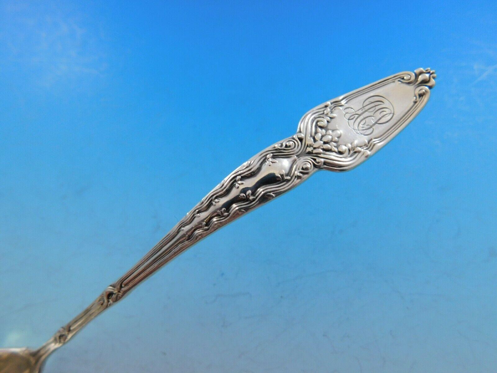 Cuillère à conserve en argent sterling, bol cannelé, 6 7/8