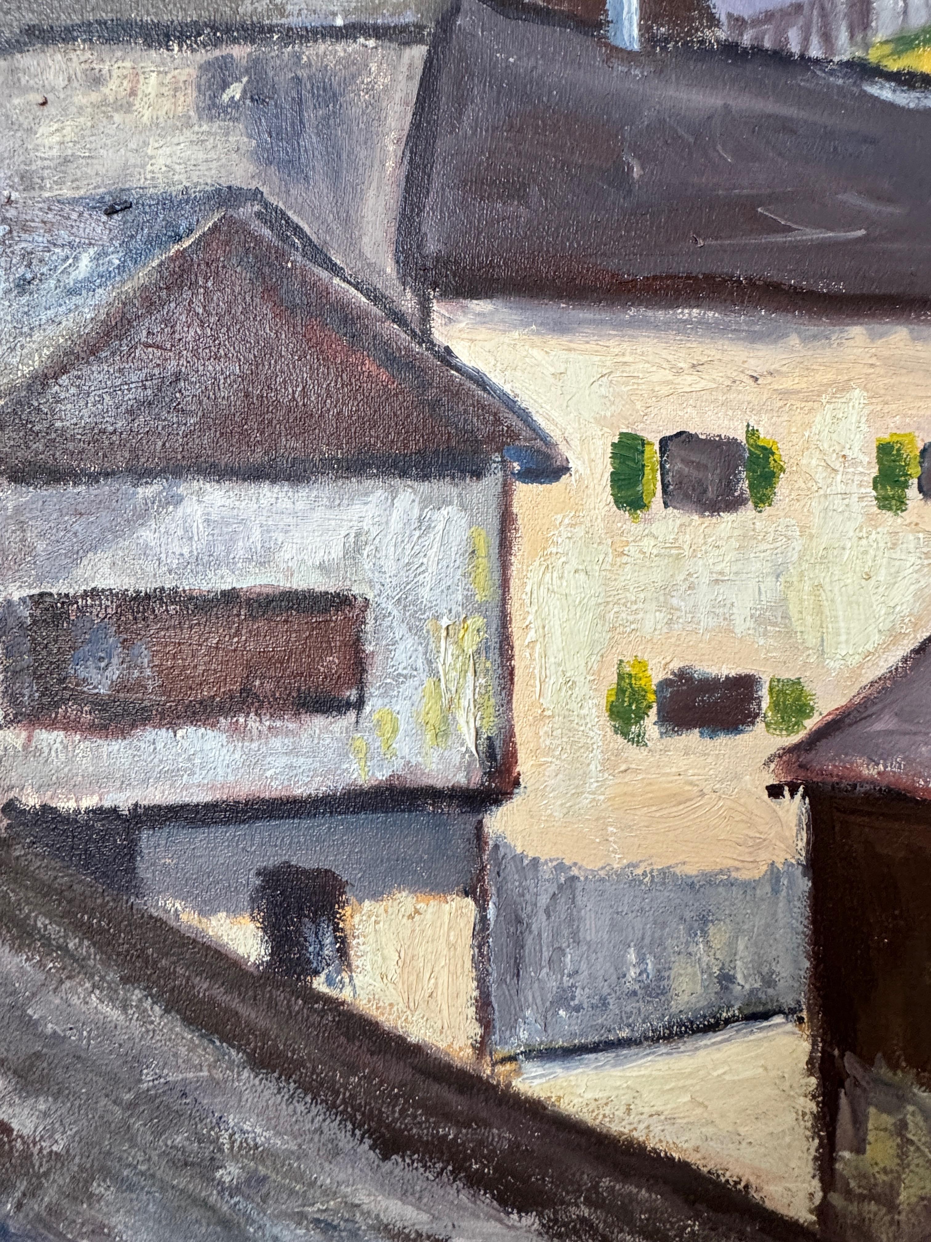 Mountain village and mazots in front of the Matterhorn. 1