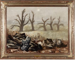 B.J.O. Nordfeldt - Moon in Mist -   monochromatic grays