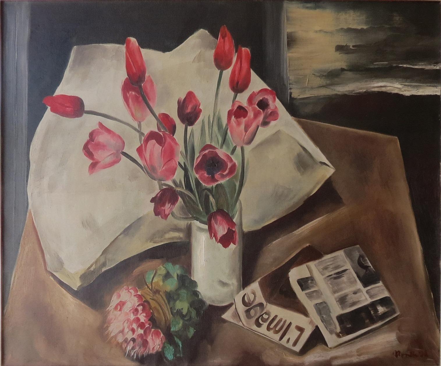 « Tulips rouges, Paris » - Painting de Bror Julius Olsson Nordfeldt