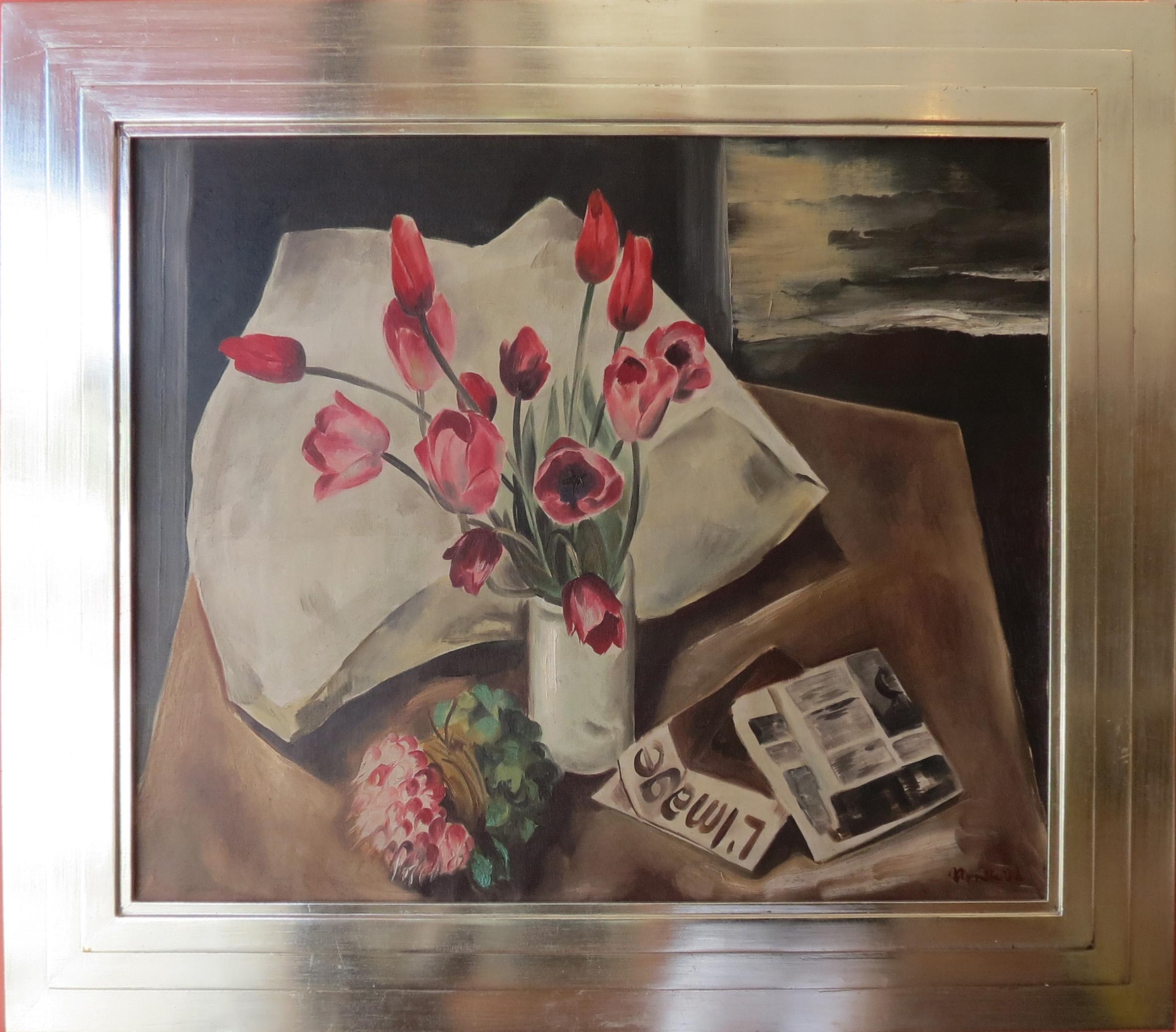 Still-Life Painting Bror Julius Olsson Nordfeldt - « Tulips rouges, Paris »