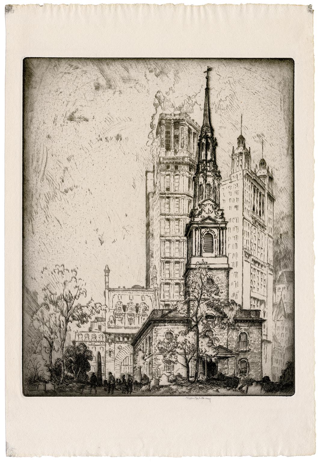 St. Paul's Church (St. Paul's Chapel, New York City) - Print by Bror Julius Olsson Nordfeldt
