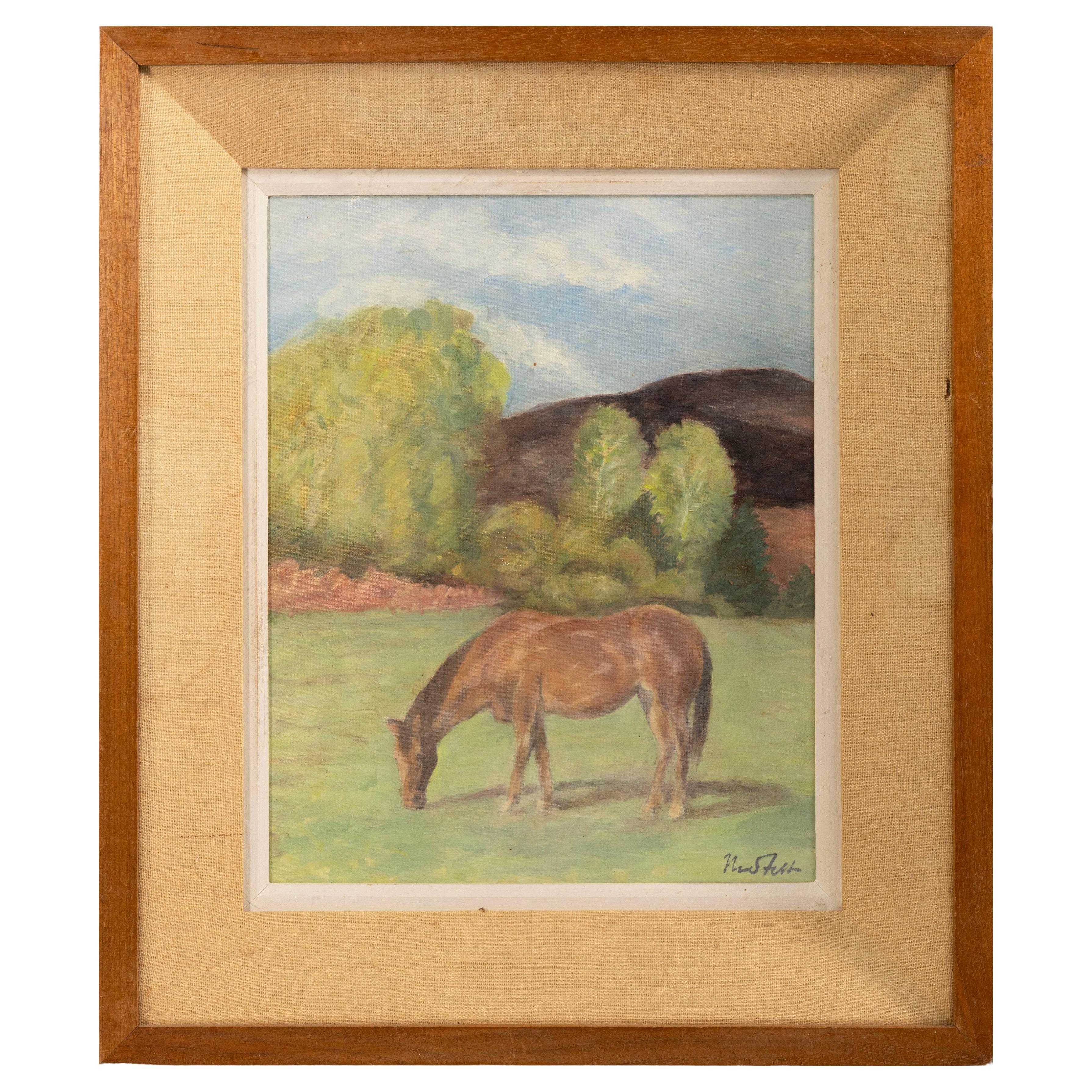 Bror Julius Olsson Nordfeldt (1878-1955) Ohne Titel (Pferd) Signiert Öl auf Karton