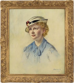 Antique Bror Kronstrand, Portrait Of Brita Söderberg, Oil Painting