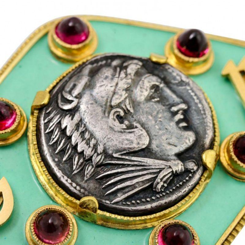 Women's or Men's Brosche with an Antique Coin For Sale