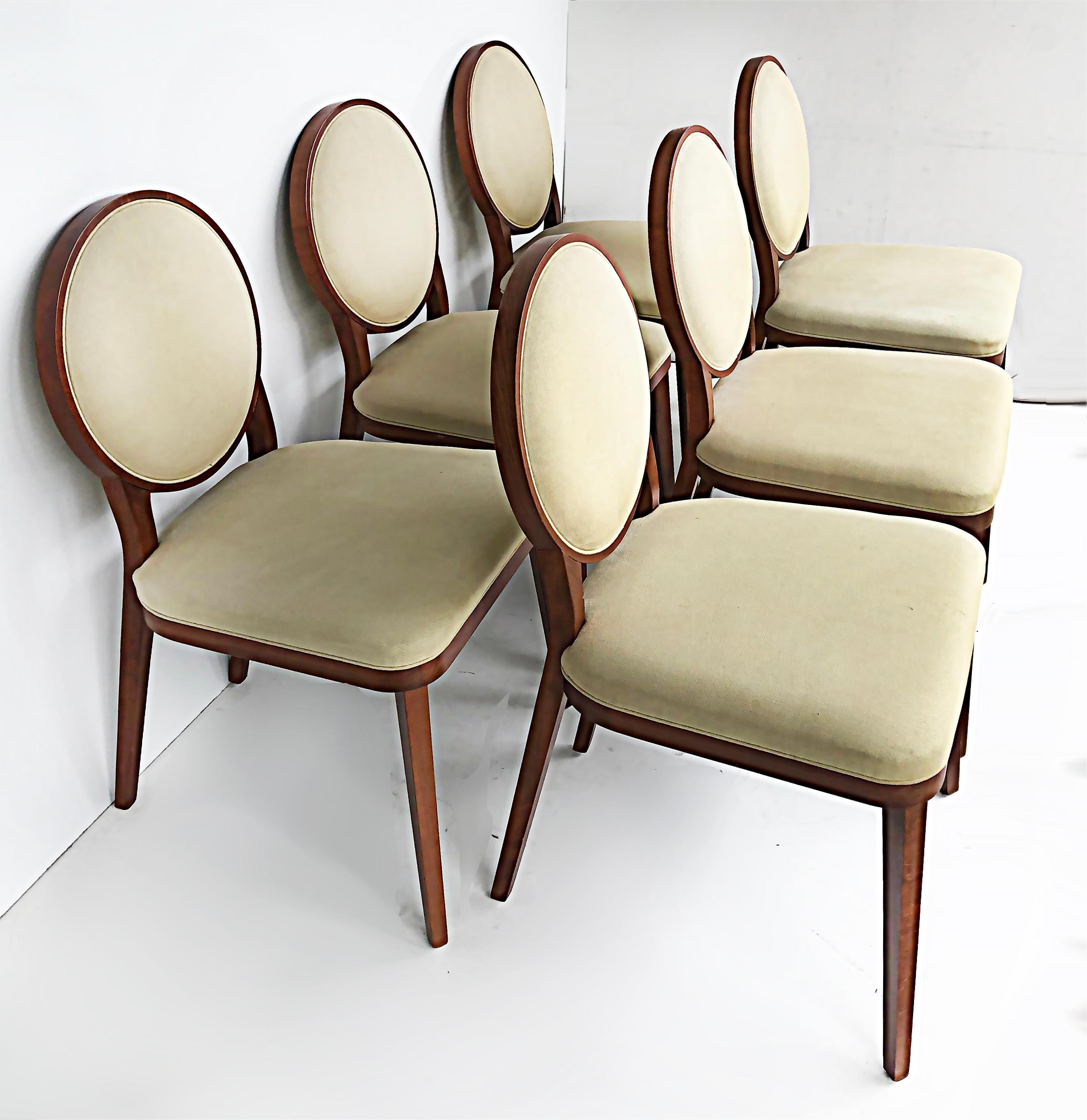 Italian Bross Studio Riforma Italy Art Deco Style Beech Wood Chairs, Set of 6