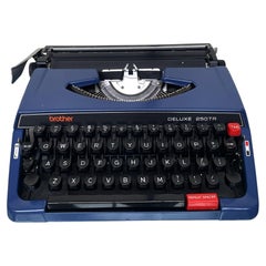 Brother Deluxe 250TR Blue Vintage 1970s Typewriter with Case Made in Japan