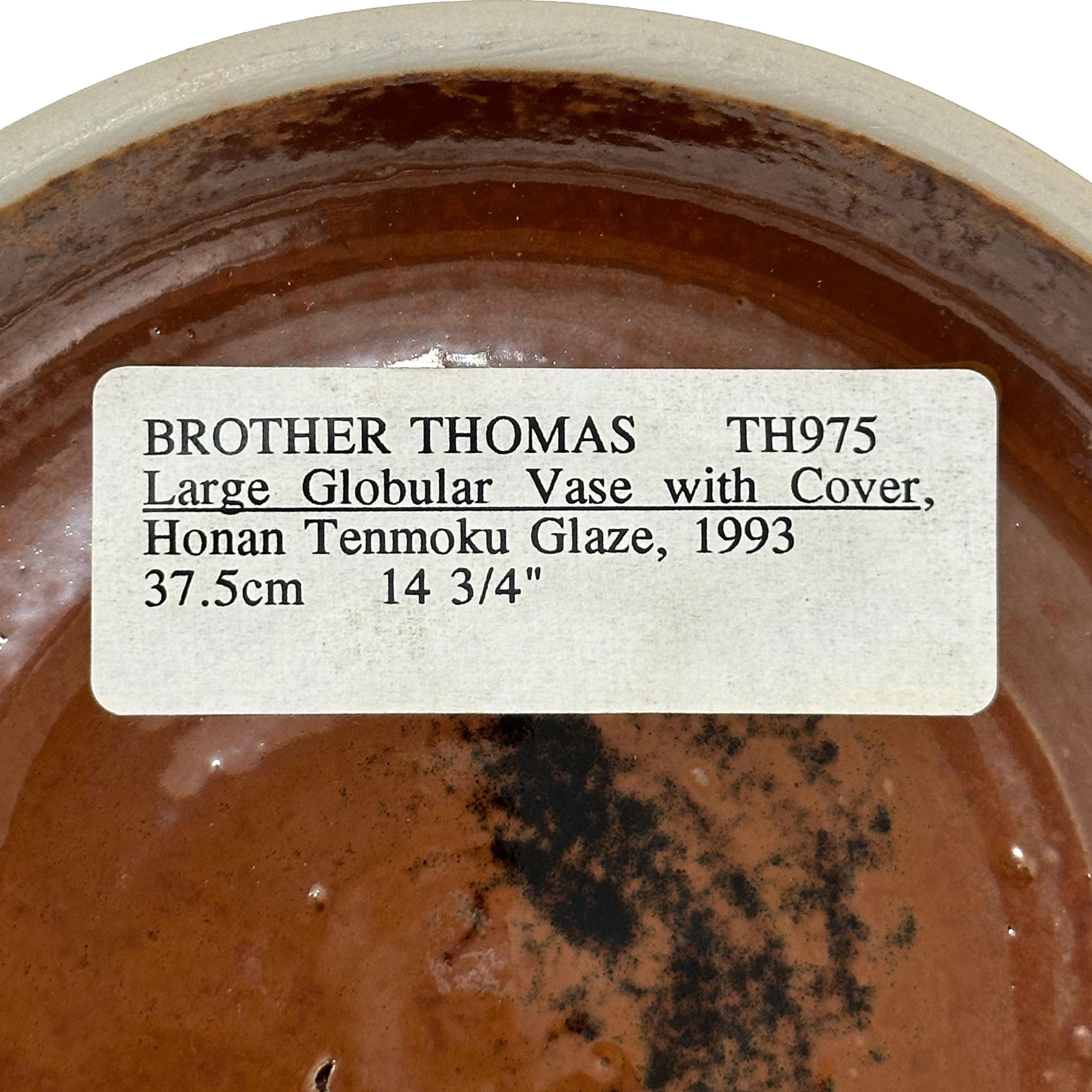 Brother Thomas Bezanson Honan Tenmoku Glaze Large Globular Vase with Cover, 1993 For Sale 2