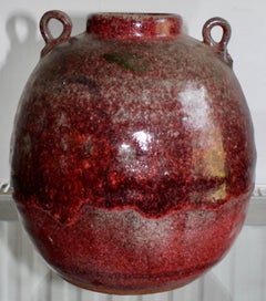 Frère Thomas Bezanson Grand vase à 2 anses Sang-de-boeuf émaillé