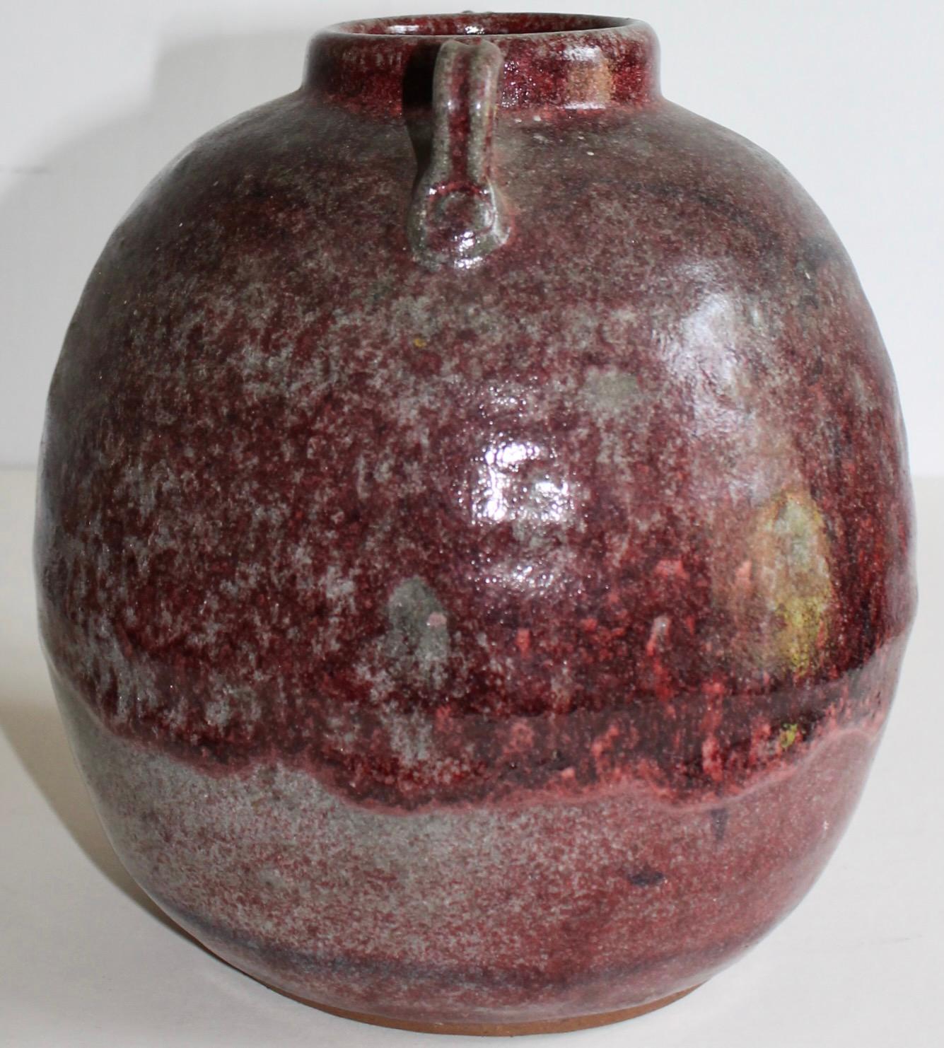 American Brother Thomas Bezanson Large 2 Handled Sang-de-boeuf Glazed Vase For Sale