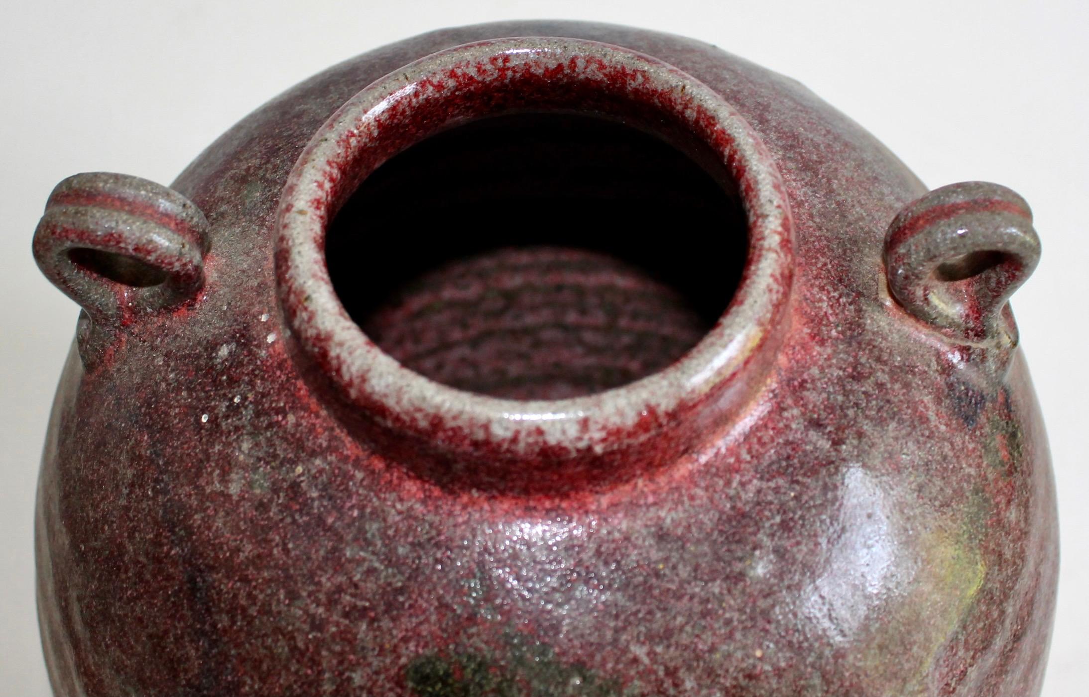 Große Sang-de-Boeuf-Vase mit 2 Henkeln von Gebrüder Thomas Bezanson (Handgefertigt) im Angebot