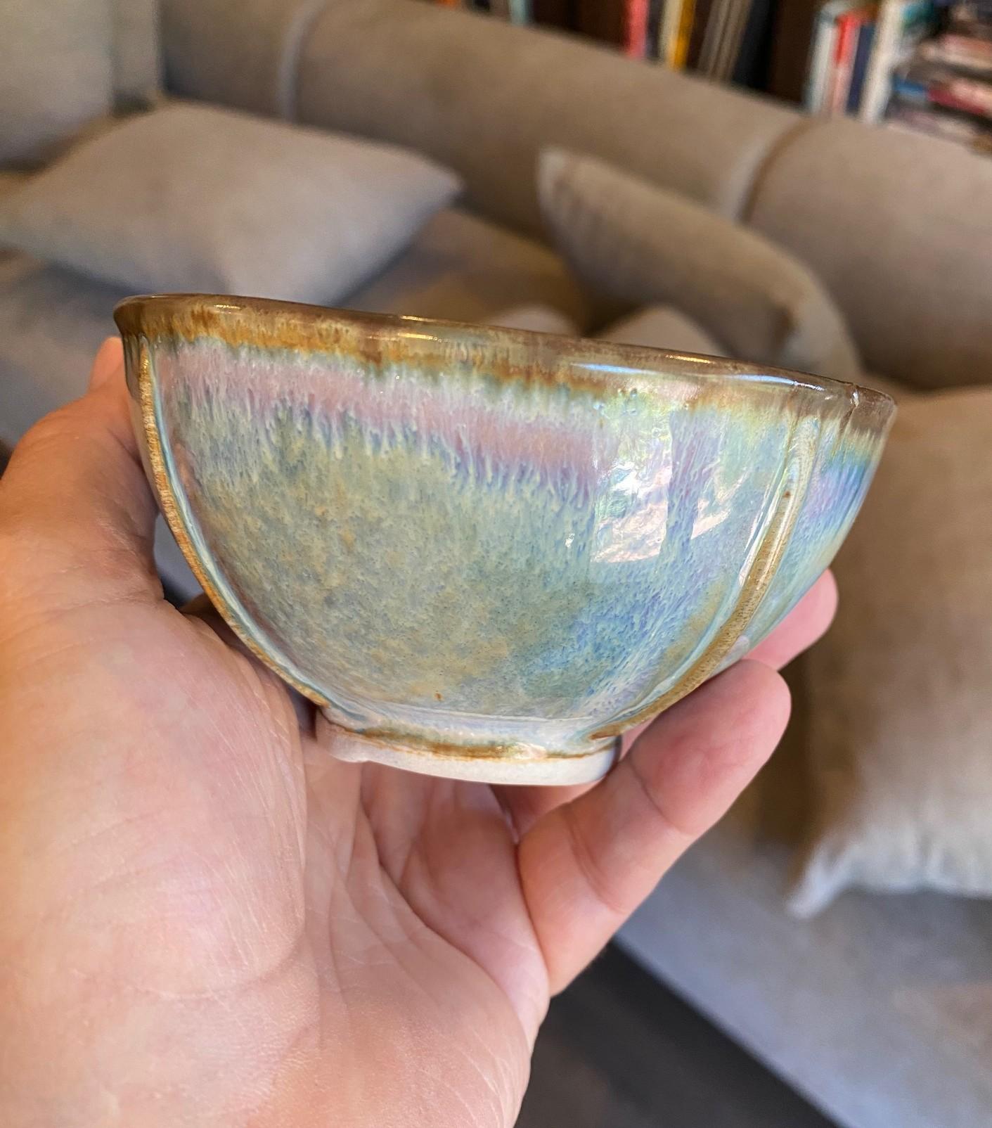 Brother Thomas Bezanson Signé Benedictine Monk Studio Pottery Glazed Art Bowl (bol d'art émaillé) en vente 3