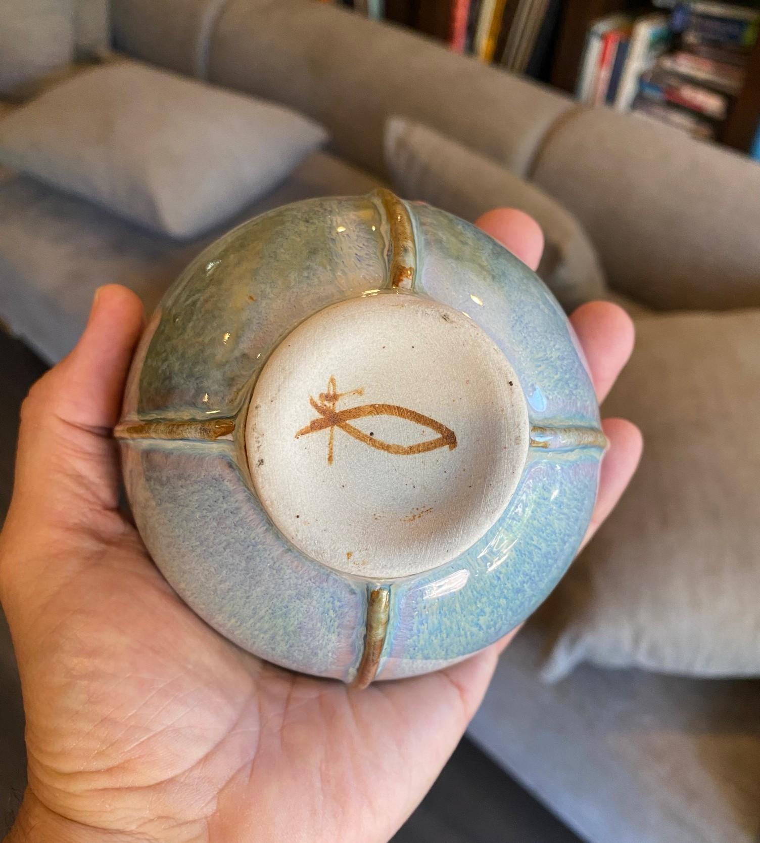 Brother Thomas Bezanson Signé Benedictine Monk Studio Pottery Glazed Art Bowl (bol d'art émaillé) en vente 9
