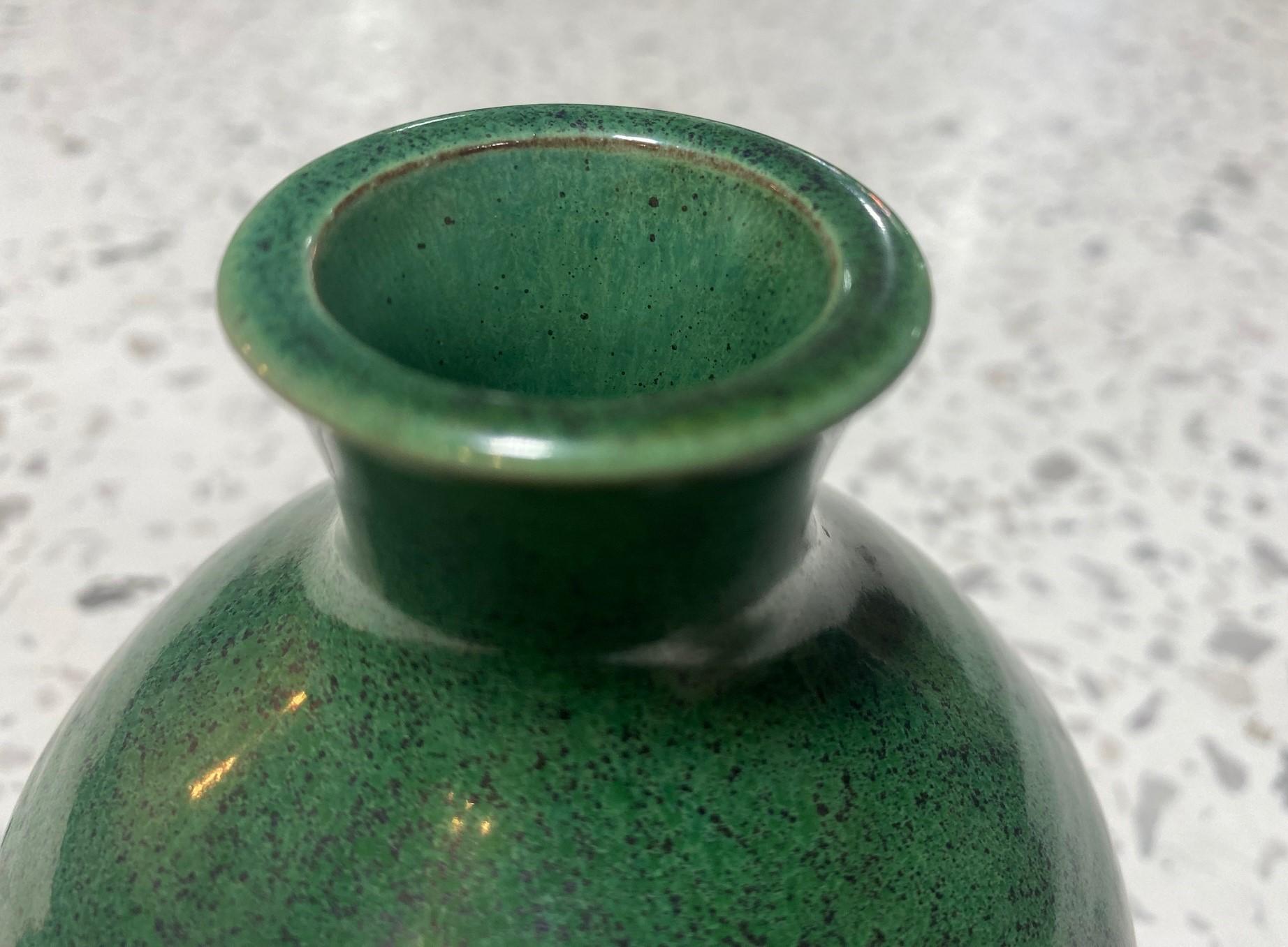Mid-Century Modern Brother Thomas Bezanson Signed Benedictine Monk Studio Pottery Glazed Art Vase For Sale