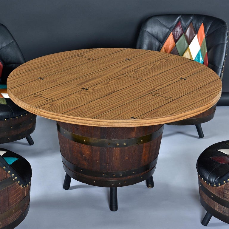 Brothers Furniture Harlequin Whiskey Barrel Gaming Table and Swivel