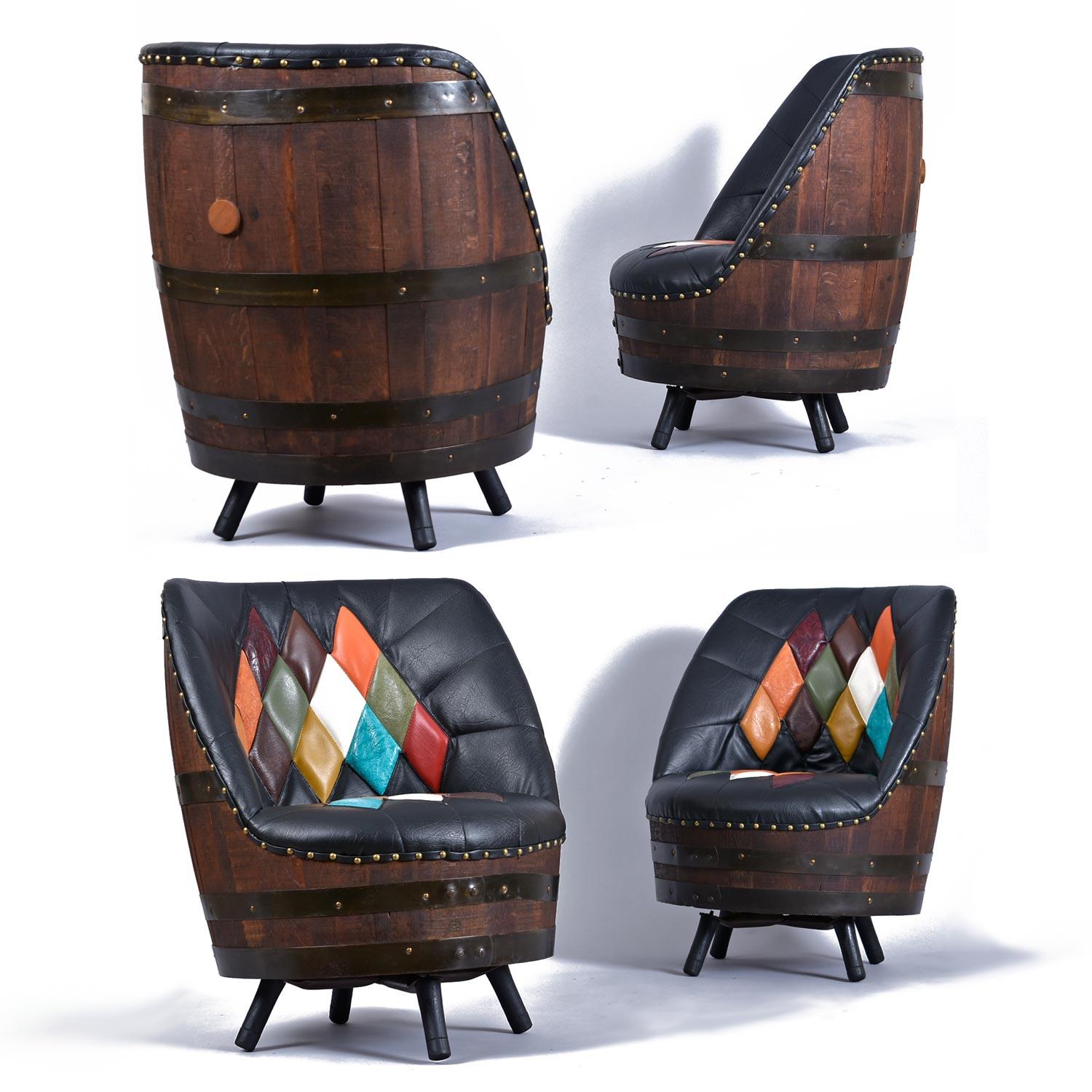 Vintage whisky barrel dining set made by Brothers Furniture Corp. of Livermore, Kentucky. Who knows whiskey better than Kentucky? This 48