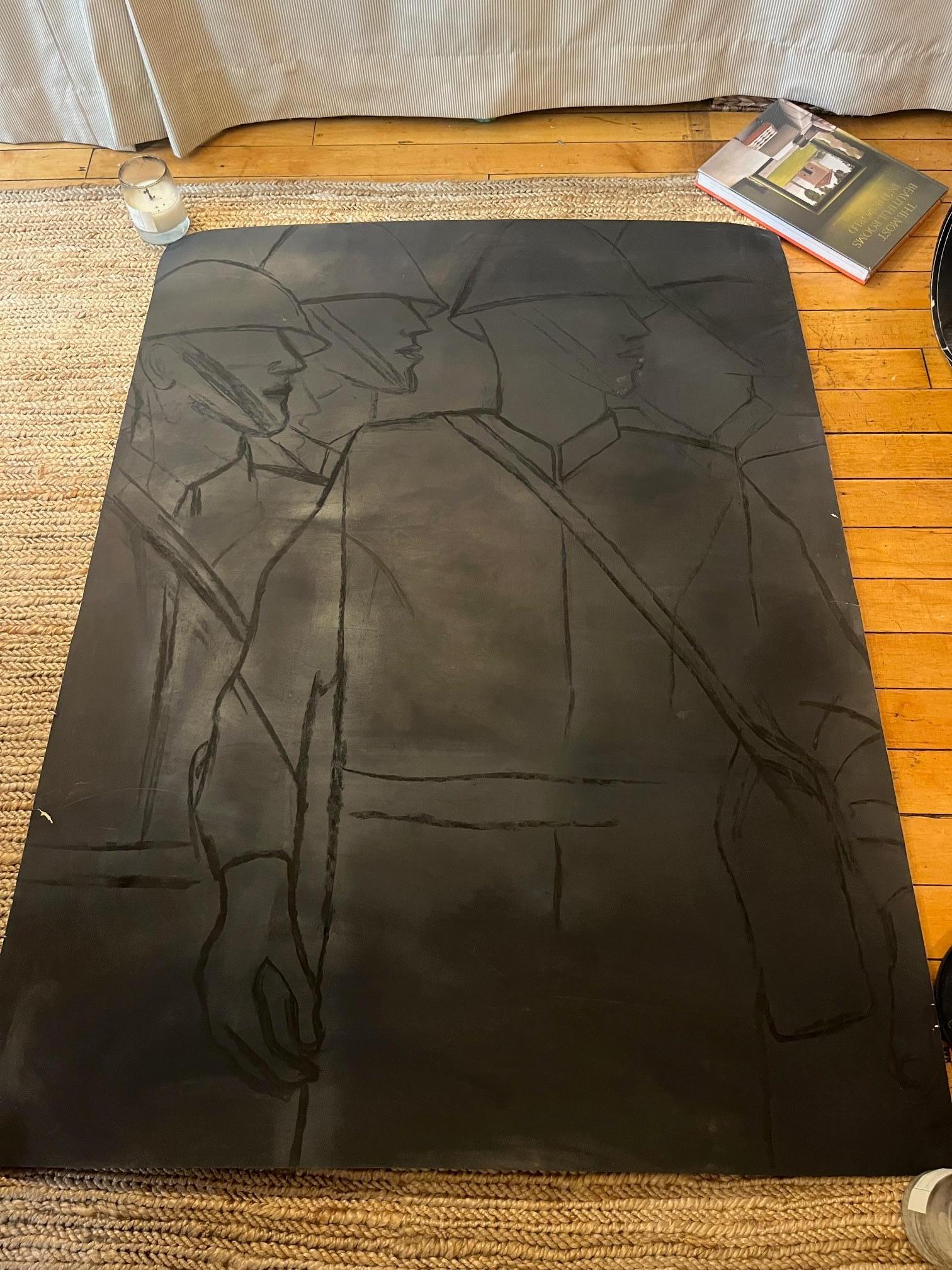 „Brothers II“ von Edith Isaac-Rose, Ölpastell auf Papier im Zustand „Gut“ im Angebot in New York, NY