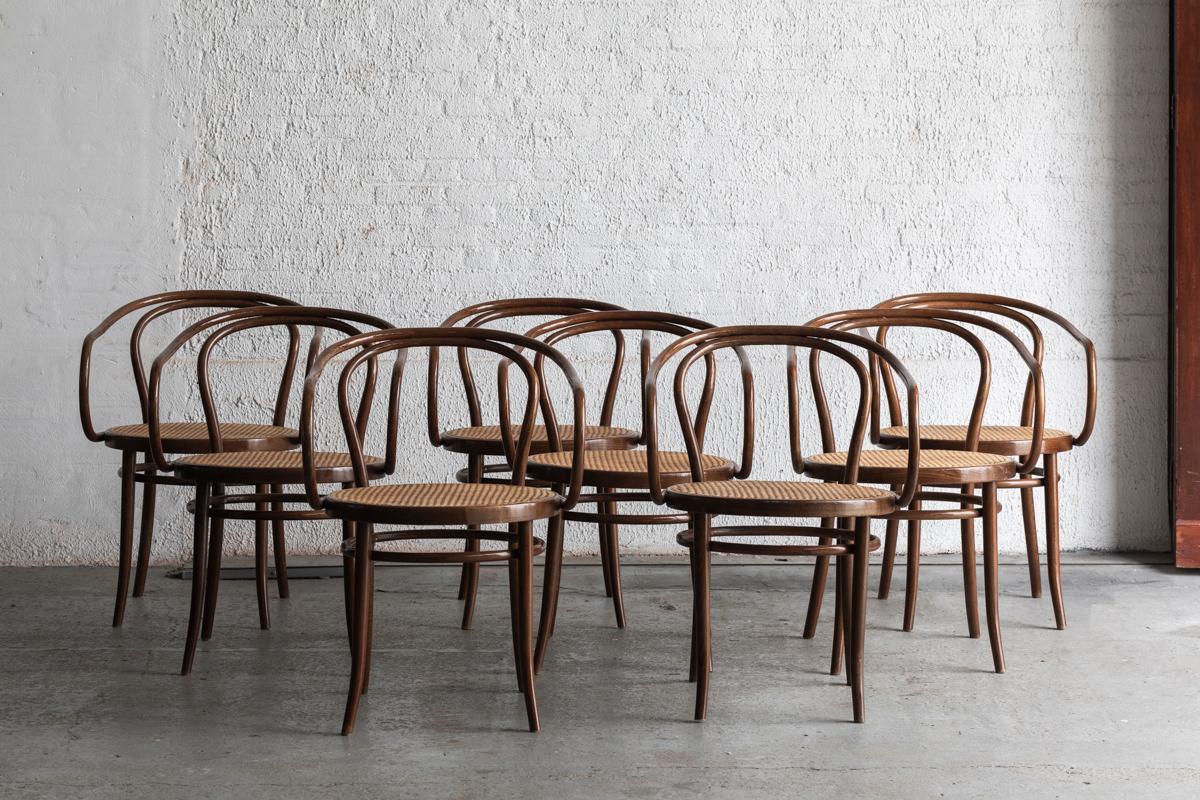 Brothers Thonet Set of 8 Armchairs for Ligna Drevounia, Czechoslovakia, 1960s For Sale 4