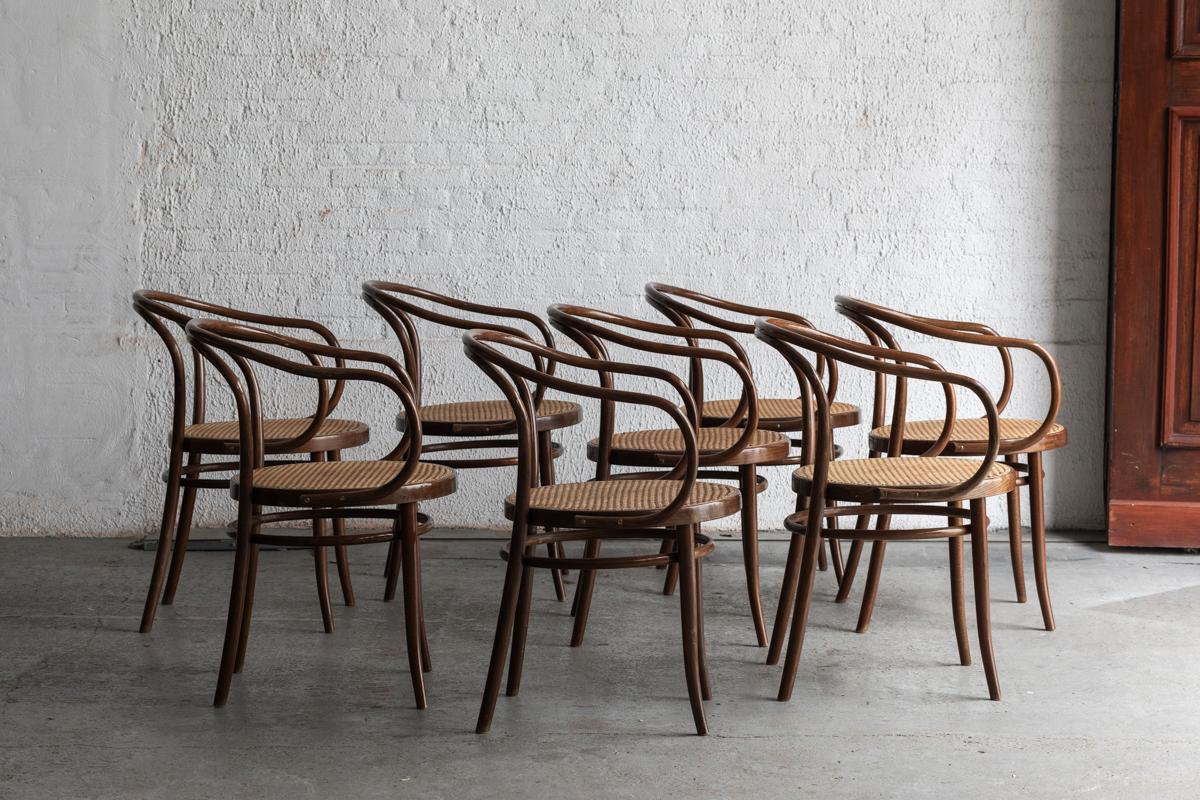 Brothers Thonet Set of 8 Armchairs for Ligna Drevounia, Czechoslovakia, 1960s For Sale 5