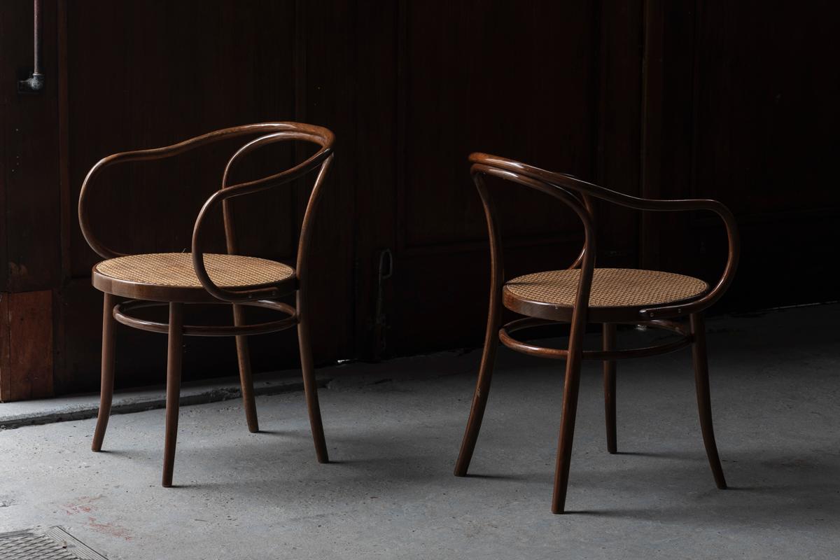 Mid-20th Century Brothers Thonet Set of 8 Armchairs for Ligna Drevounia, Czechoslovakia, 1960s For Sale