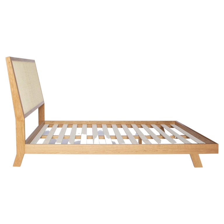 Brotherton Bed Frame in Solid Cherry with Cane Headboard For Sale at