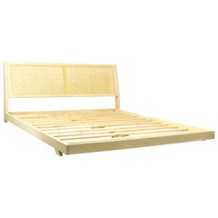 Brotherton Bed, Handmade Ash Platform Bed with Caned Back