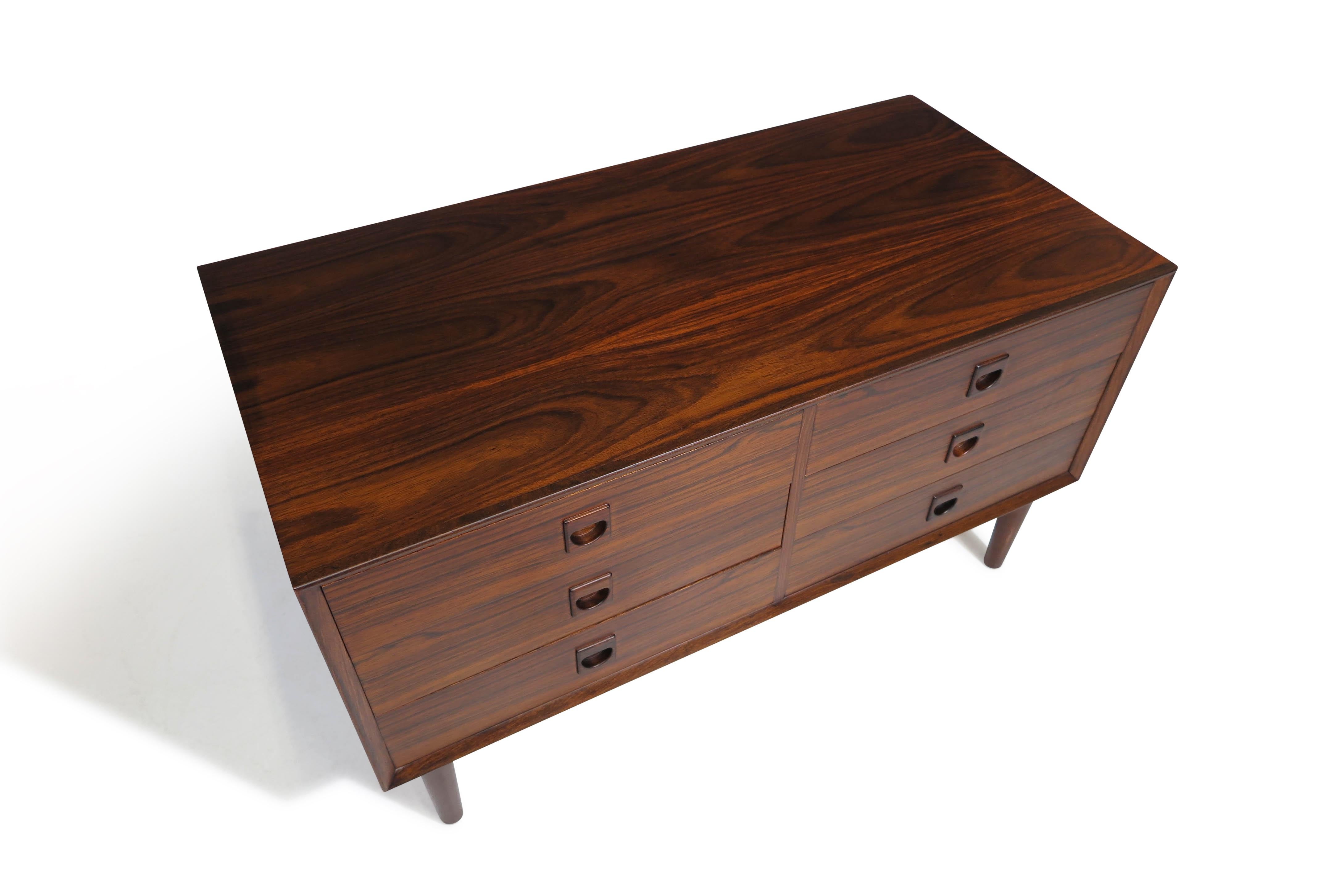 Scandinavian Modern Brouer Mobelfabrik Rosewood Six Drawer Dresser Cabinet For Sale