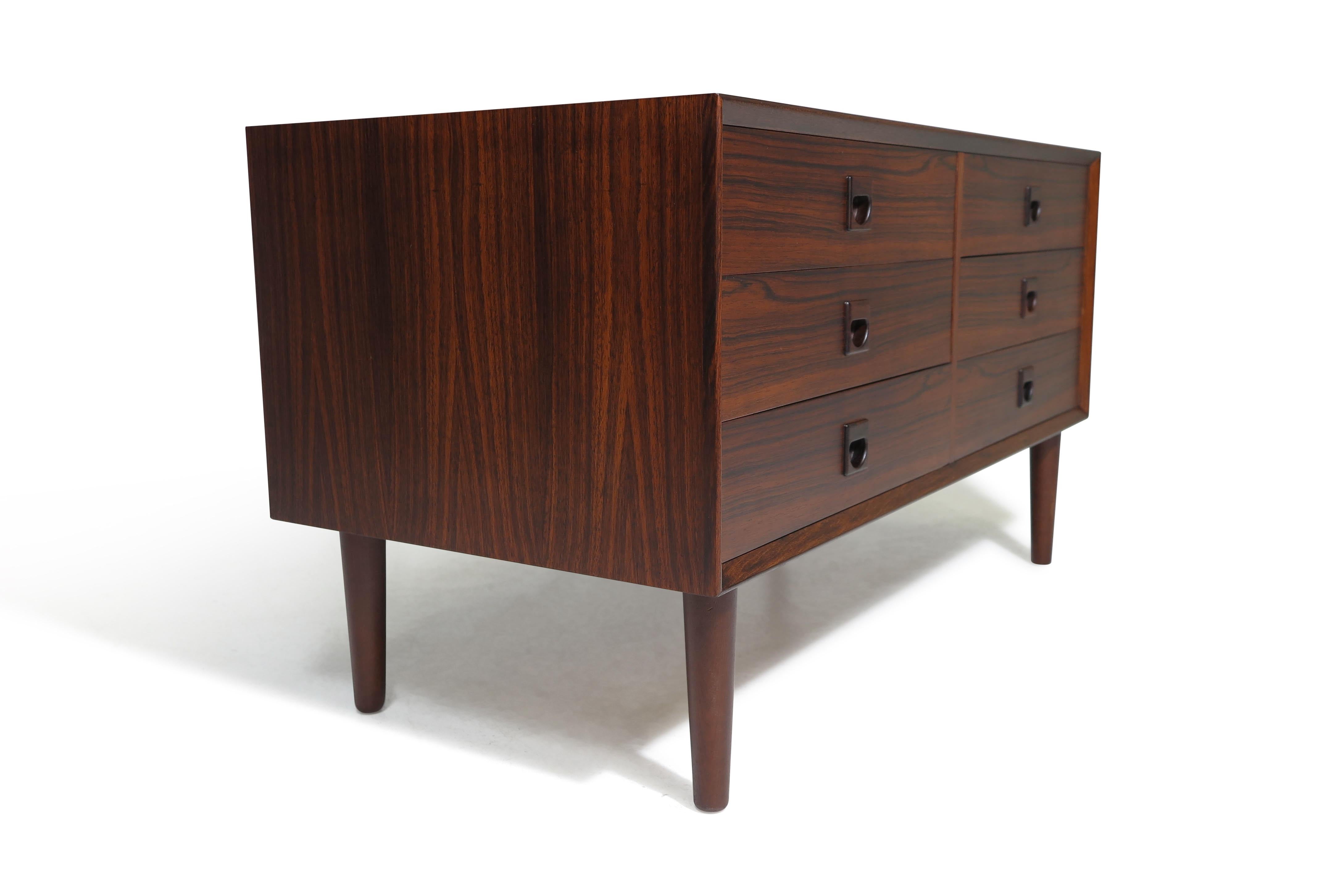 Oiled Brouer Mobelfabrik Rosewood Six Drawer Dresser Cabinet For Sale