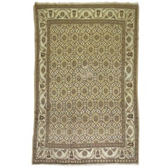 Brow Beige Vintage Persian Wool Rug