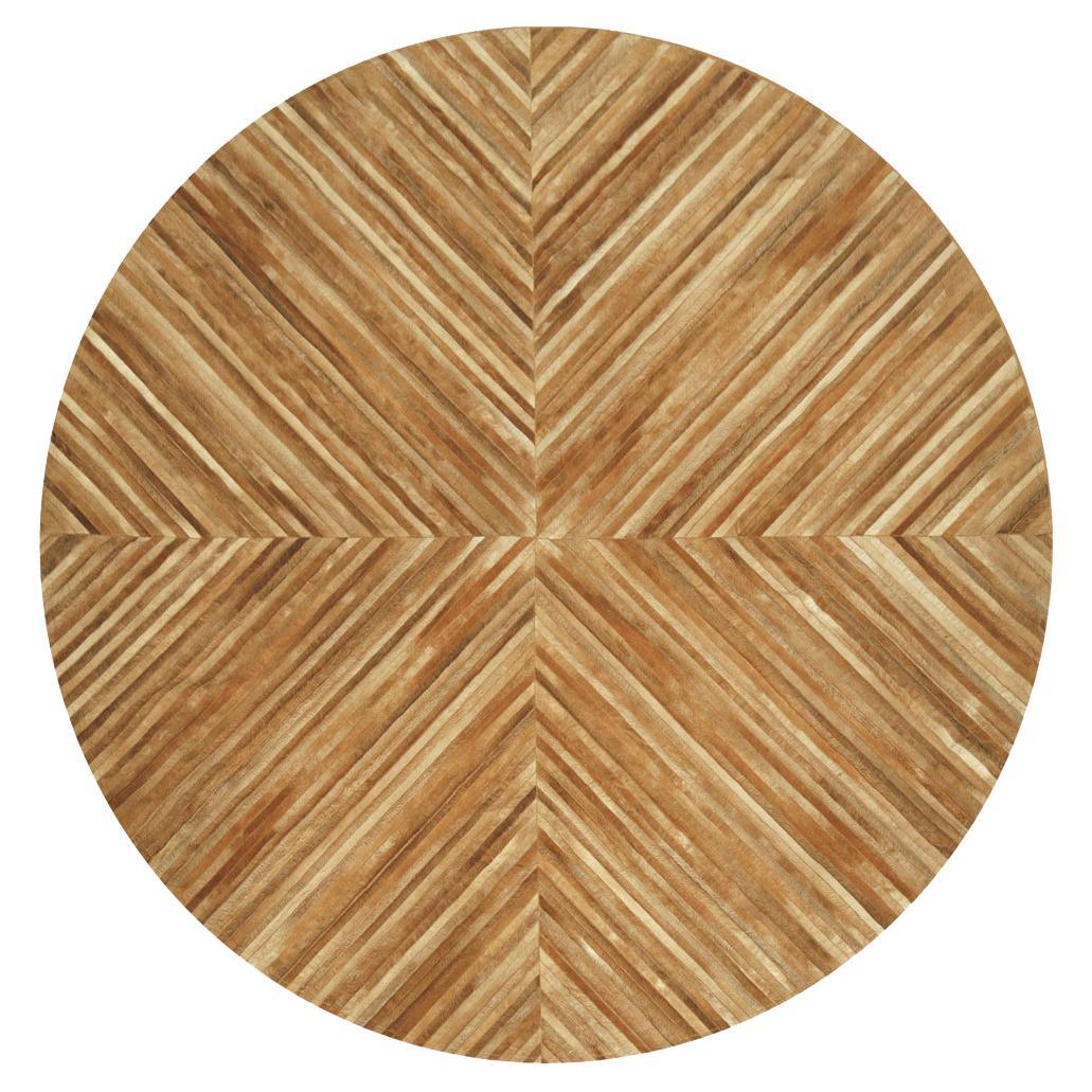 Brow, caramel round Customizable La Quinta Caramel Cowhide Area Floor Rug Medium For Sale